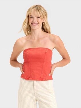 Universal Thread Red Denim Tube Top